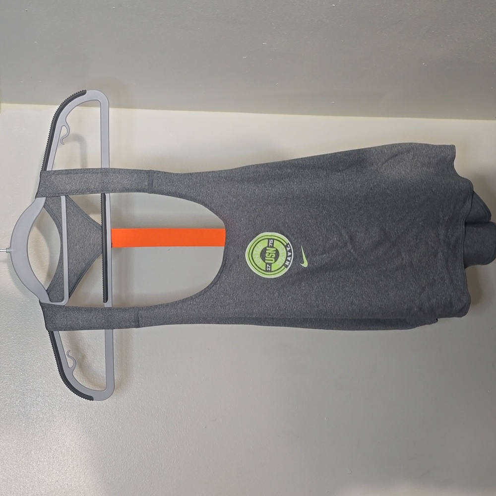 Nike Women's Racerback Gray Tank Top with Orange and Lime Green Highlights